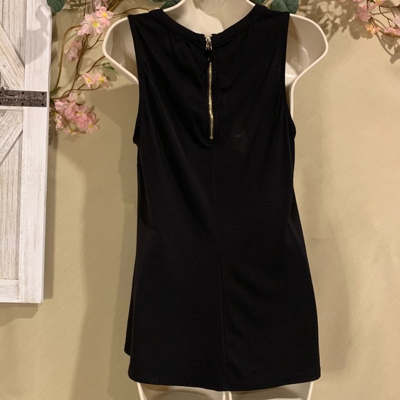 Noir | Black Top with Mesh V Neck Detail | Size XS - Picture 4 of 5
